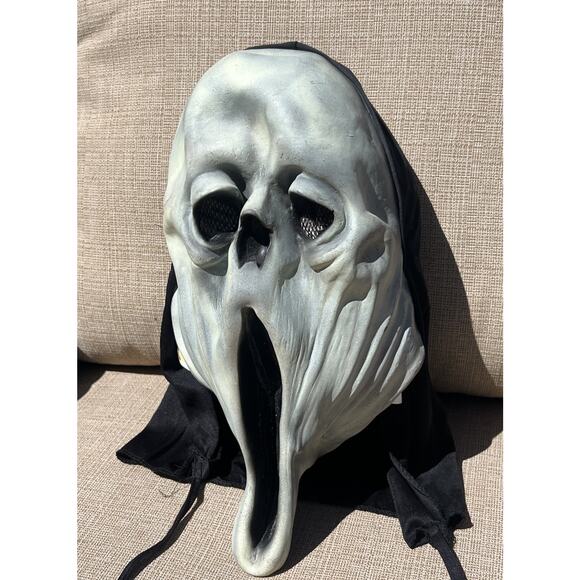 VINTAGE 1995 Halloween SCREAM face Ghoul Mask Paper Magic Group Hooded Classic - Picture 4 of 8